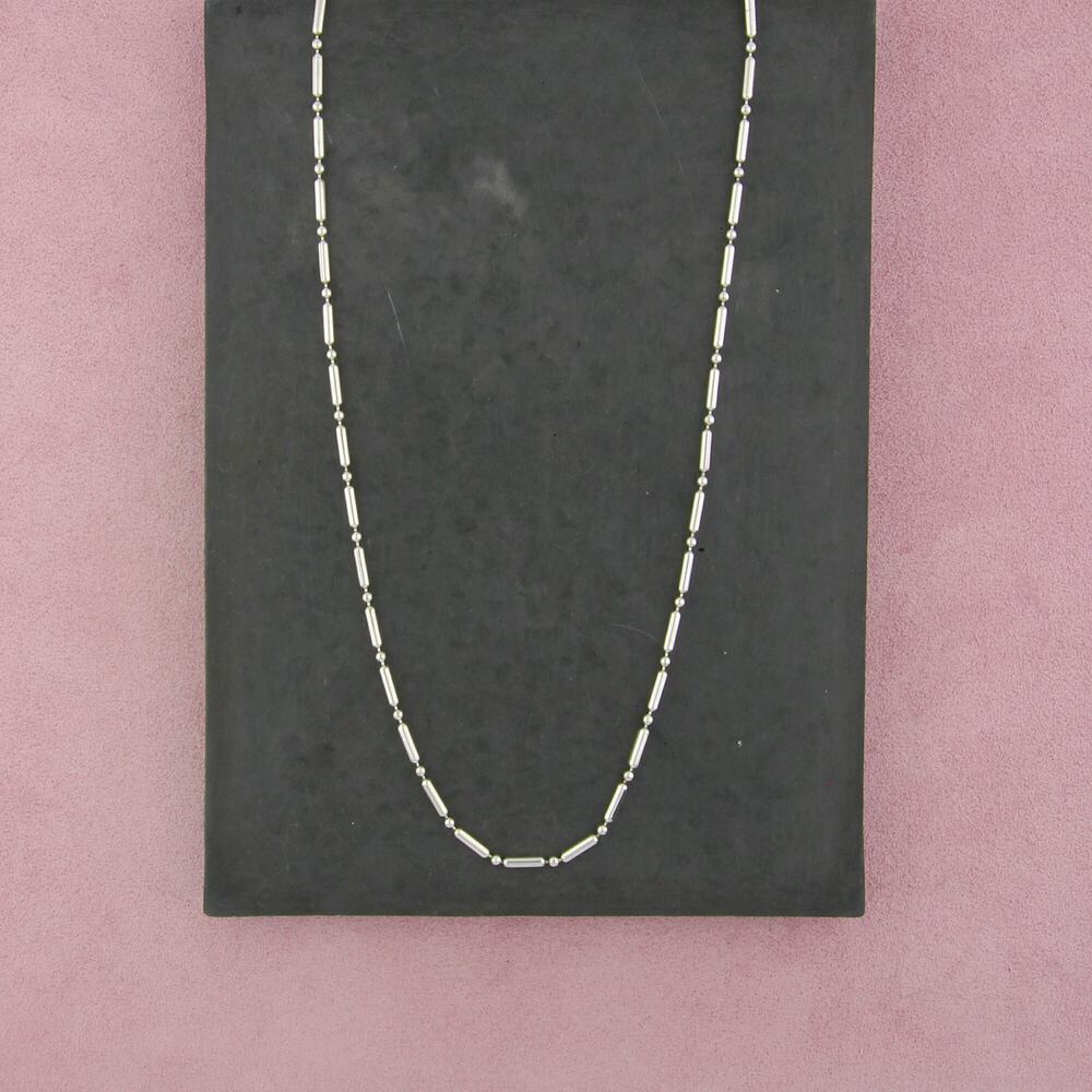 sterling silver italy 3mm bead & bar chain necklace size 24in